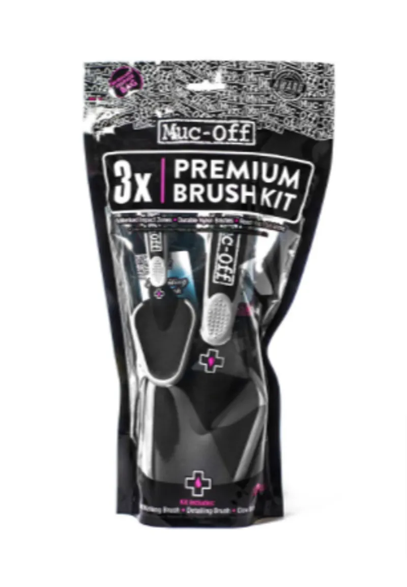 Muc-Off 3 Brush Set - Cycle Car Motor bike Soft Brush 3 Pack - Black